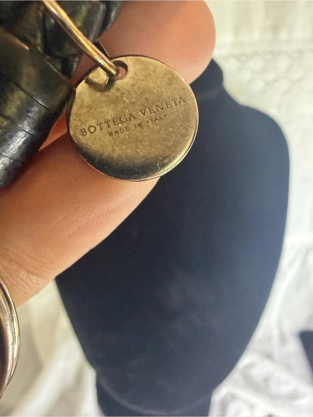 Bottega Venetta Black Braided Leather Keyring Loop - Accessories